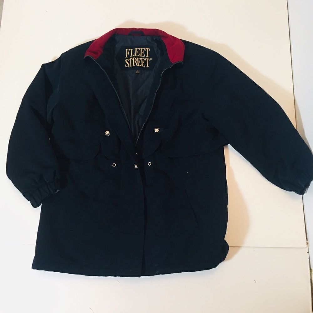Fleet Street Sz L Navy Blue Lined Cape Jacket